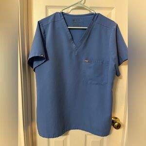 Figs Women's Catarina Ciel Blue V-Neck Short Sleeve Scrub Top